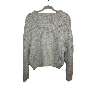 Point Sur Women’s Medium Long Sleeve Light Blue and Pink Wool Crew Neck Sweater